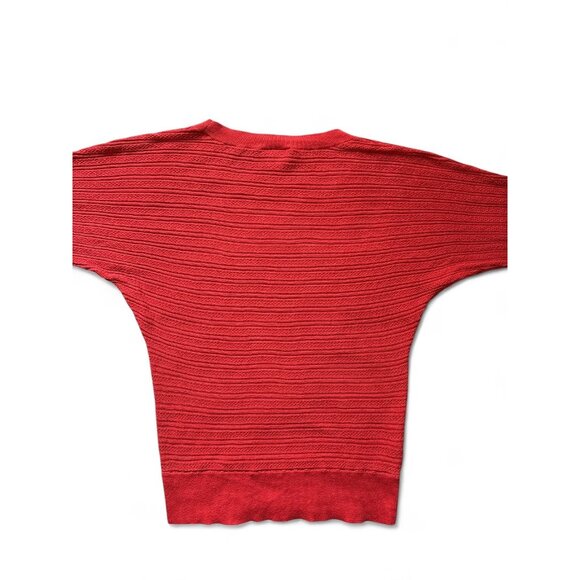 LOFT Sweater Womens Small Red Textured Knit Pullover Crewneck Lightweight Casual - Picture 2 of 6